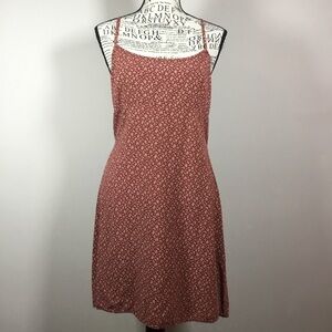 90s red and cream midi dress ties at waist spaghetti strap 1990s vintage sz S